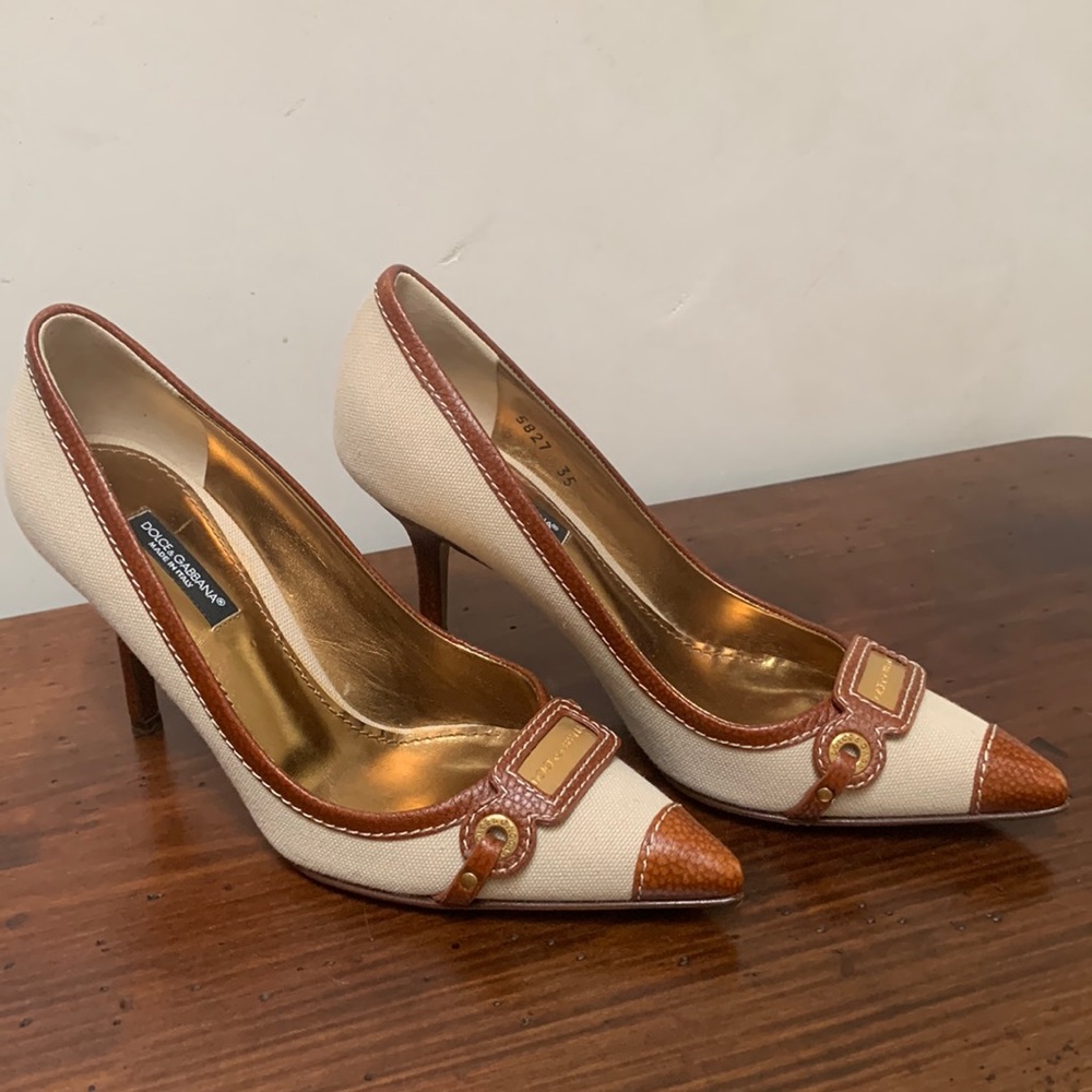 Dolce & Gabbana shoes, 3” heels, leather and fabric, EU size 35